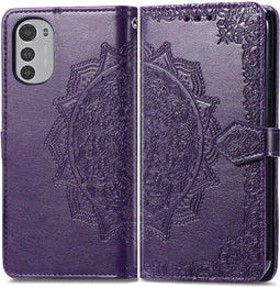 iMoshion Hoesje Geschikt voor Motorola Moto E32s / Moto E32 Hoesje Met Pasjeshouder - iMoshion Mandala Bookcase - Paars