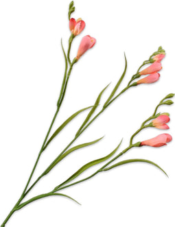 Silk-ka Zijden Bloem-Kunstbloem FreesiaTak Zalm-Roze 63 cm Voordeelaanbod Per 2 Stuks