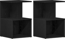 vidaXL - Nachtkastjes - 2 - stuks - Zwart - Eiken - 35x35x55 - cm - Geengineerd - Hout