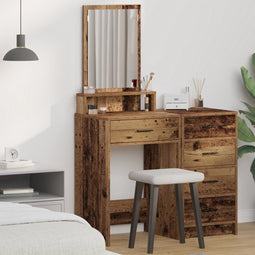 vidaXL - Kaptafel - met - Lades - - - Oud - Hout - 50x41x140 - cm