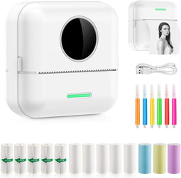 Ilona® Mini Printer - Pocket Printer - Draadloos - Inktvrij (5 rollen)