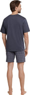 Schiesser Heren Shortama - Korte broek - V-hals - Antraciet - Maat L