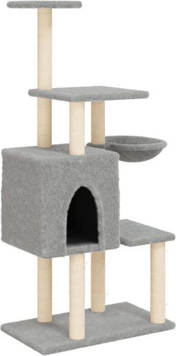vidaXL - Kattenmeubel - met - sisal - krabpalen - 131 - cm - lichtgrijs