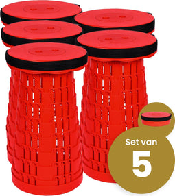 Opvouwbare kruk extra strong vol rood per 5 - telescopische kruk - 250 kg - inklapbare kruk - draagbaar - kampeerstoel - opstapkrukje