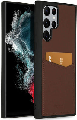 Accezz Galaxy S22 Ultra - Premium Leather Card Slot Backcover - Echt Nappa leer - Bruin