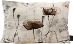 PTMD Merci Rechthoekig Kussen - 60x10x40 cm - Katoenen Fluweel - Grijs