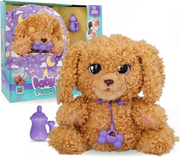 Baby Paws Labradoodle - Interactieve knuffel - 30 cm - Inclusief fles en draagzak