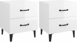 vidaXL - Nachtkastjes - 2 - st - 40x35x47 - cm - hoogglans - wit