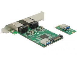 Delock Converter M.2 Key B+M male > 2 x Gigabit LAN - Low Profile Form Factor