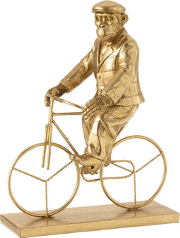 J-Line decoratie Aap Fiets - polyresin - goud - large