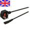 Nedis UK-Voedingskabel - UK Male - IEC-320-C7 - 2.00 m - Ja - 2x 0.75 mm² - Koper - Rond - Vernikkeld - UK - PVC - Stekkertype: UK / Type-G - 250 V AC - 3 A - Zwart