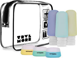 TRVLMORE - Navulbare Silicone Reisflesjes Set - 3 Flesjes 3 Potjes - Groen Blauw Geel (set van 3)