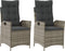 vidaXL - Tuinstoelen - 2 - st - verstelbaar - met - kussens - poly - rattan - grijs