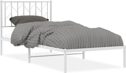 vidaXL - Bedframe - met - hoofdbord - metaal - wit - 90x200 - cm