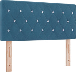 vidaXL - Hoofdbord - met - Kristallen - Knop - Ge - tufted - Donkerblauw - 90 - cm - Fluweel