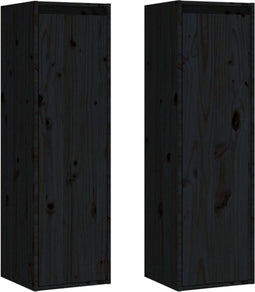 vidaXL - Wandkasten - 2 - st - 30x30x100 - cm - massief - grenenhout - zwart