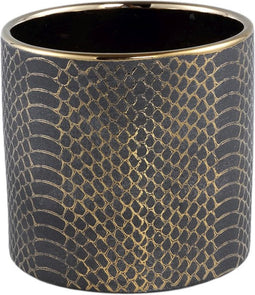 PTMD Mable Black Ceramic Pot Gold Snake Print S