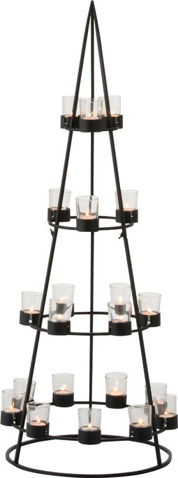 J-Line theelichthouder Boom 21 - metaal/glas - zwart