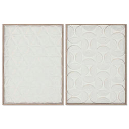 Schilderij Home ESPRIT Wit Natuurlijk Abstract Stads 60 x 3 x 80 cm (2 Stuks)
