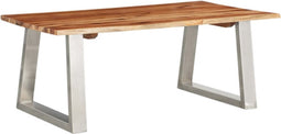 vidaXL - Salontafel - 100x60x40 - cm - massief - acaciahout - en - roestvrij - staal