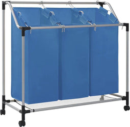 vidaXL - Wassorteerder - met - 3 - zakken - staal - blauw