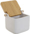Zoutvaatje met deksel Home ESPRIT Wit Beige Natuurlijk Bamboe Dolomite 15 x 12 x 11 cm (2 Stuks)