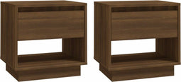 vidaXL - Nachtkastjes - 2st - 45x34x44 - cm - bewerkt - hout - bruin - eikenkleur