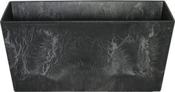 Artstone - Balkonbak Ella - 37x17 - Zwart - Bloempot voor binnen en buiten - Milieuvriendelijk - Sterk en licht - Met drainagesysteem