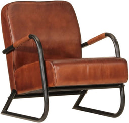 Fauteuil echt leer bruin