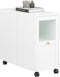 SoBuy FBT150-W - Bijzettafel - Met lade en 5 wielen - Wit
