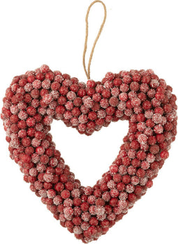 J-Line Hanger Krans Hart Bessen Plastiek Rood