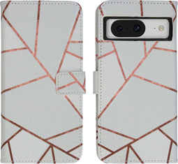 iMoshion Hoesje Geschikt voor Google Pixel 8 Pro Hoesje Met Pasjeshouder - iMoshion Design Softcase Bookcase - Meerkleurig / White Graphic