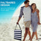 Outsunny Strandligstoel - Verstelbare Rugleuning - Staal Oxford Polyester Blauw/Wit