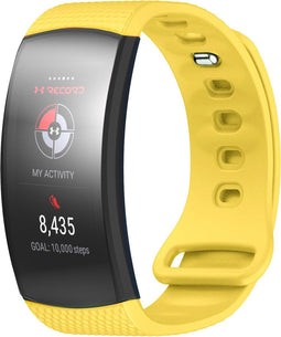 iMoshion Bandje Geschikt voor Samsung Gear Fit 2 / 2 Pro - iMoshion Siliconen band zilver knoopje met design - Geel