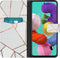iMoshion Hoesje Geschikt voor Samsung Galaxy A51 Hoesje Met Pasjeshouder - iMoshion Design Softcase Bookcase - Wit / Meerkleurig / Goud / White Graphic