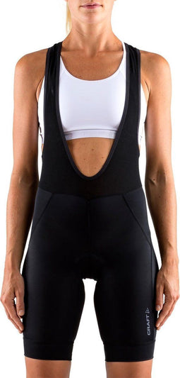 Craft Rise Bib Shorts - Fietsbroek Dames - Ergonomisch met C4-pads - Zwart - Maat L