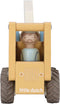 Little Dutch - Houten Kraanwagen - Draaibare arm met bouwvakker - Geel