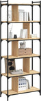 vidaXL - Boekenkast - 6-laags - 76x32x192 - cm - bewerkt - hout - sonoma - eikenkleur