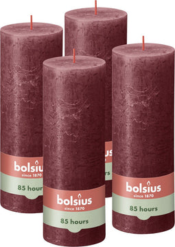 Bolsius - Rustieke Kaars - 4 Stuks - Rood - 19cm