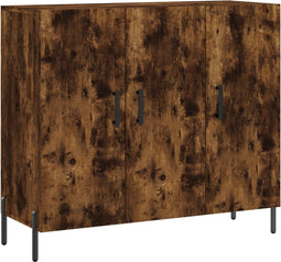 vidaXL - Dressoir - 90x34x80 - cm - bewerkt - hout - gerookt - eikenkleurig