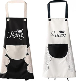 King en Queen Waterdichte Schorten - Uniek Cadeau voor Koppels in de Keuken - His & Hers Schorten