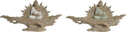 Decoratieve figuren Home ESPRIT Wit Groen Boeddha Orientaals 30 x 6 x 15 cm (2 Stuks)
