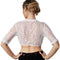 Dressforfun Dirndlblouse Heidi XXL - Dirndlblouse - Halflange mouwen bloemenkant - Wit