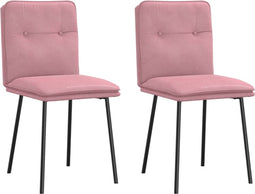 vidaXL - Eetkamerstoelen - 2 - st - fluweel - roze