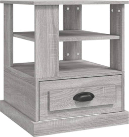 vidaXL - Bijzettafel - 50x50x60 - cm - bewerkt - hout - grijs - sonoma - eikenkleurig