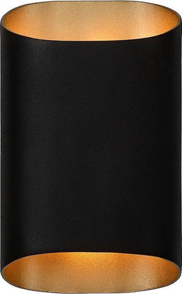 Atmooz - Wandlamp Arturo - GU9 - Industrieel - Woonkamer / Slaapkamer - Zwarte Buitenkant - Gouden Binnenkant - Hoogte 25cm - Metaal