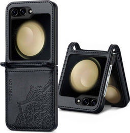 iMoshion Hoesje Geschikt voor Samsung Galaxy Z Flip 5 Hoesje Met Pasjeshouder - iMoshion Mandala Bookcase flip versie - Zwart