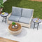 Ronde Tuintafel - Gehard Glas Tafelblad - Grijs Stalen Frame - Diameter 60 cm - Hoogte 70 cm