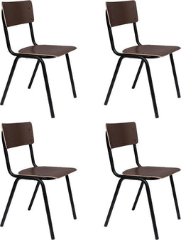 Zuiver Back To School Eetkamerstoel - Matte - Bruin - Set van 4