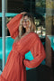 Colourful Rebel Embla - Midi Jurk - Lange mouw met ceintuur en volant - Maat M
